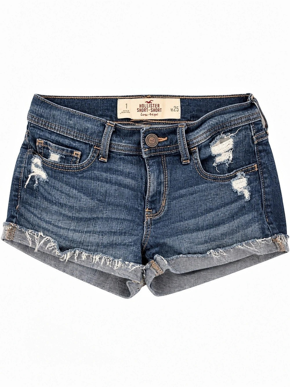 Hollister Low Rise Short-Short Denim Shorts Women’s Size 1 W25 Distressed Jean S